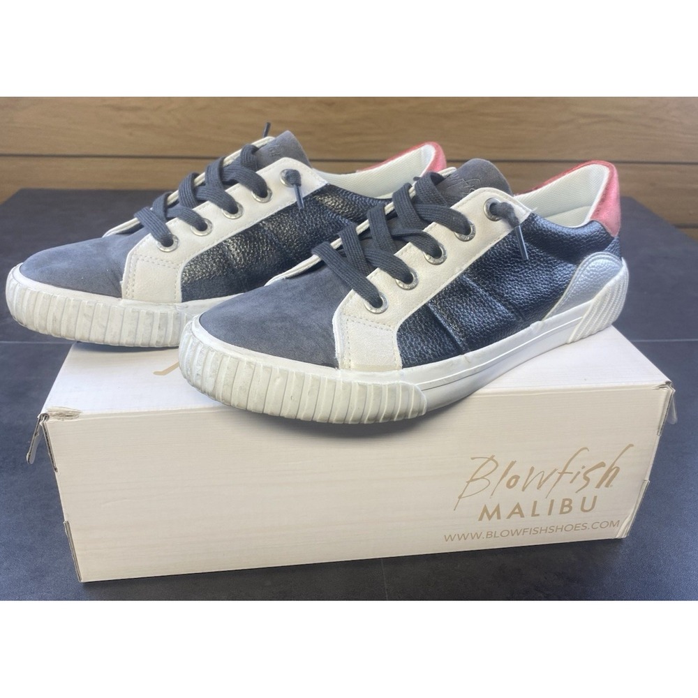 Blowfish Women's Malibu Gunmetal Micro Suede/Leather Sneaker Size 10